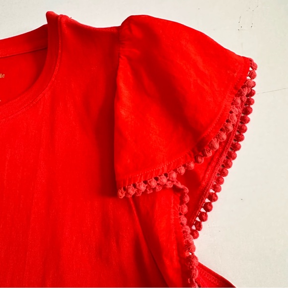 KATE SPADE Burst Orange Flutter Sleeve Top Size M - Picture 4 of 5